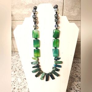 Bohemian Semi- precious statement necklace, preciosa crystals & glass beads. OAK